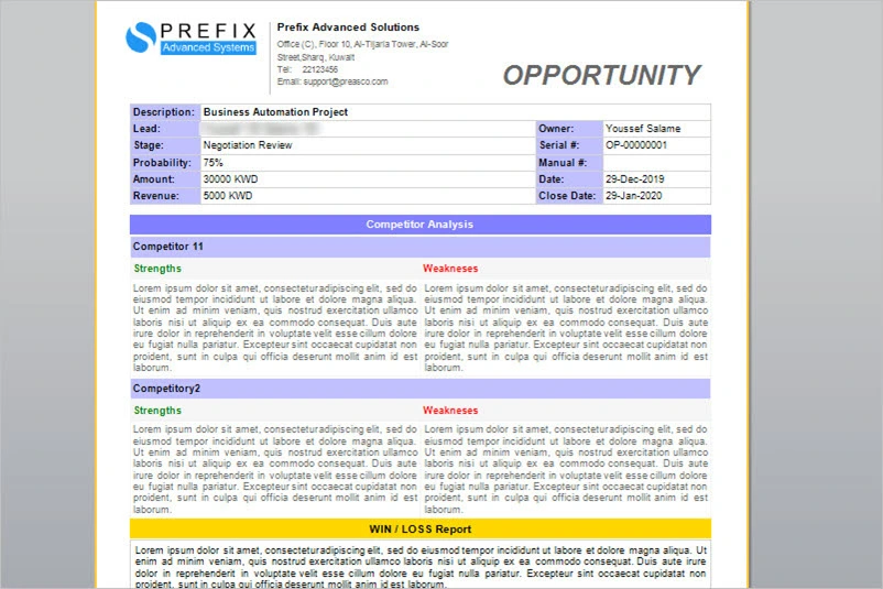 Opportunity Report